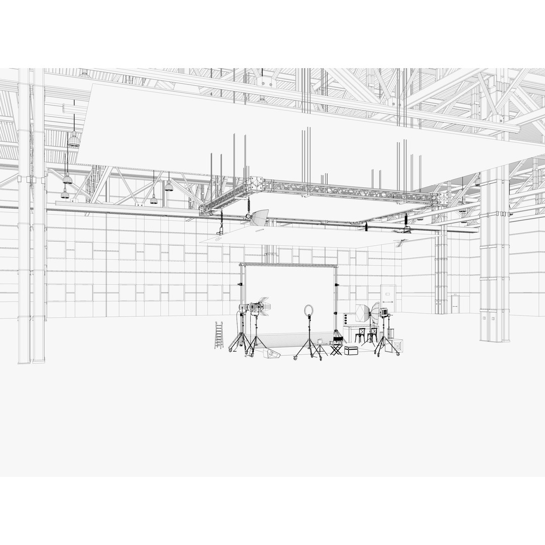 Warehouse Photo Studio 3D Model – Industrial Interior Scene, Blender, FBX - View 12