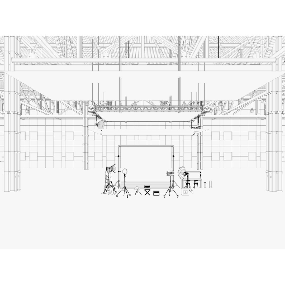 Warehouse Photo Studio 3D Model – Industrial Interior Scene, Blender, FBX - View 14