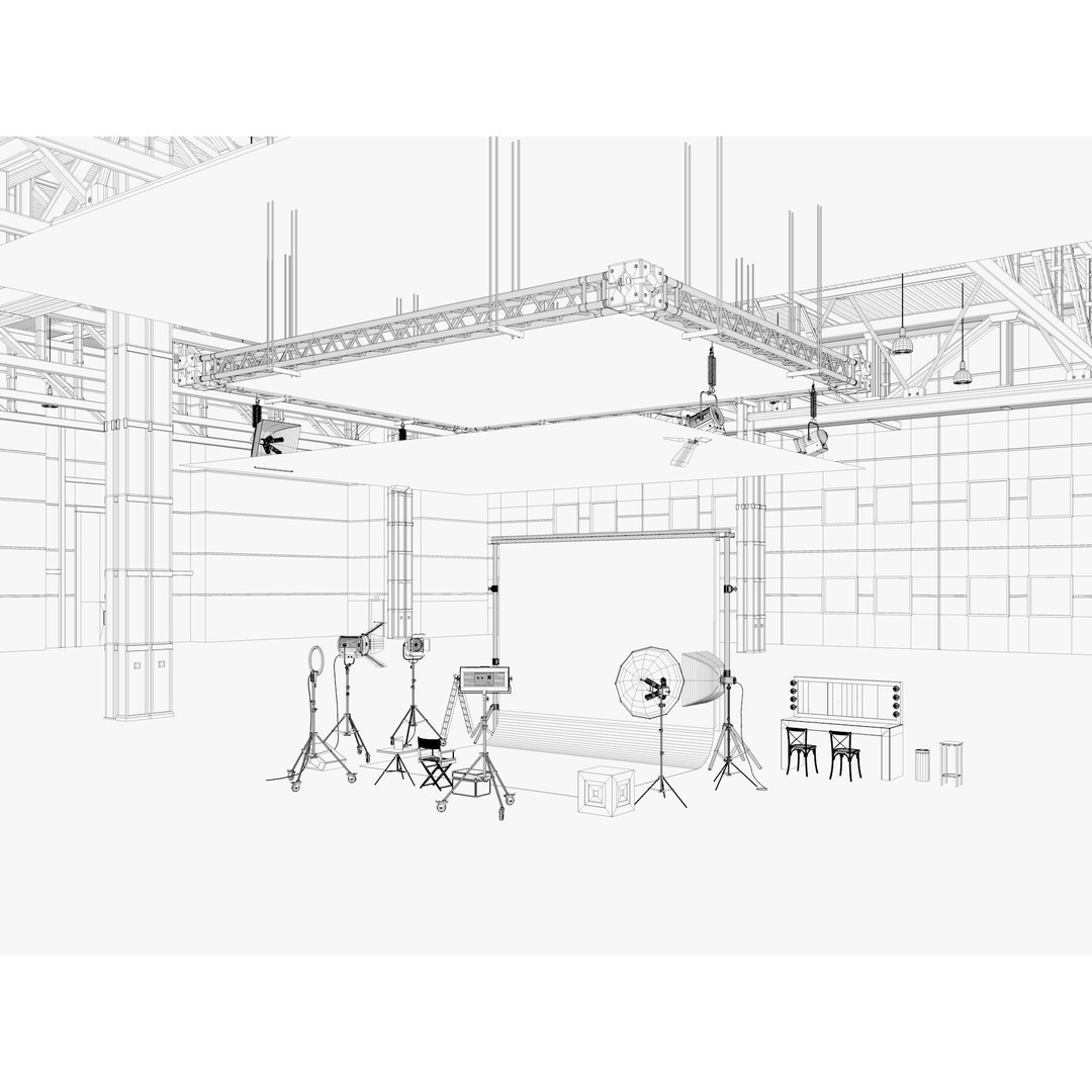 Warehouse Photo Studio 3D Model – Industrial Interior Scene, Blender, FBX - View 15