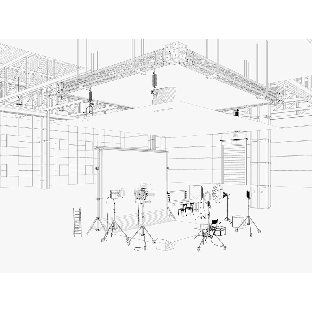 Warehouse Photo Studio 3D Model – Industrial Interior Scene, Blender, FBX - View 16