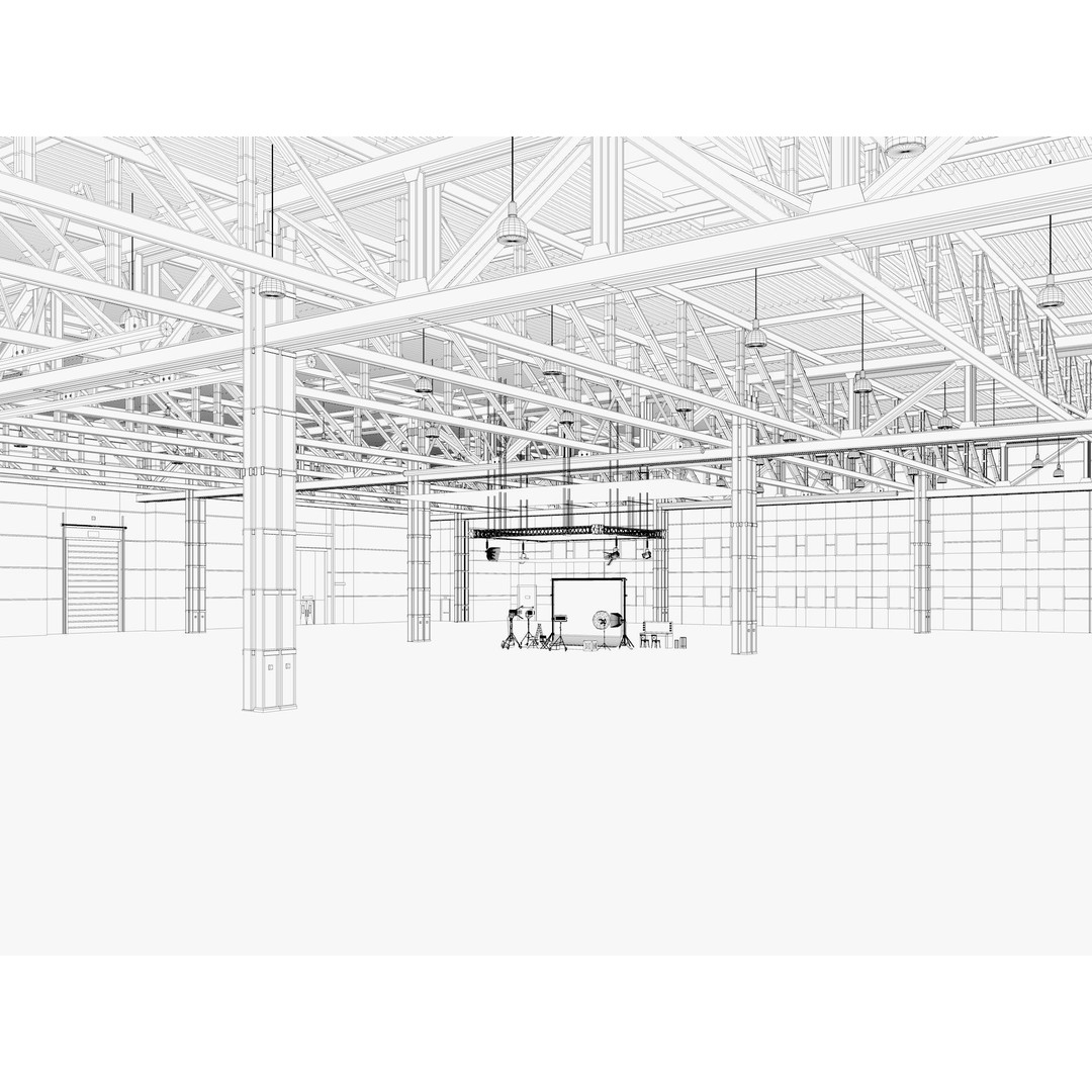 Warehouse Photo Studio 3D Model – Industrial Interior Scene, Blender, FBX - View 18
