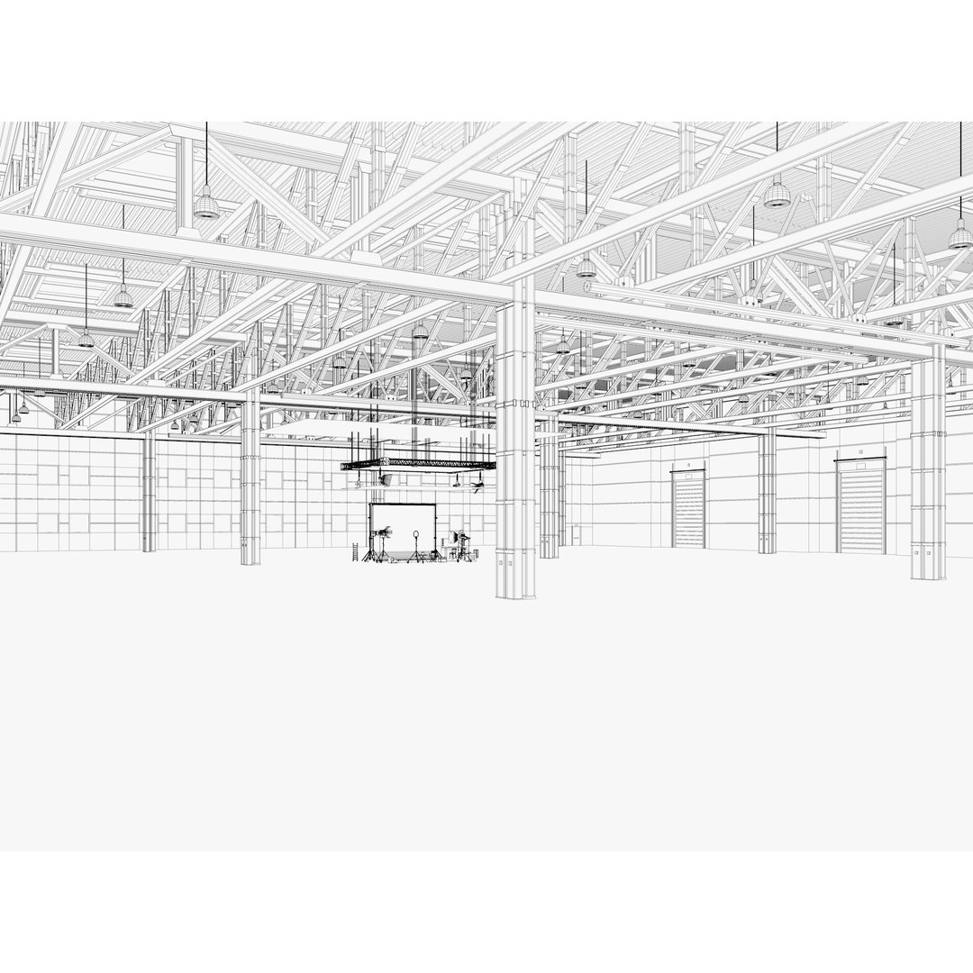 Warehouse Photo Studio 3D Model – Industrial Interior Scene, Blender, FBX - View 19