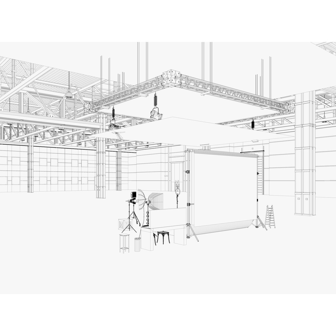 Warehouse Photo Studio 3D Model – Industrial Interior Scene, Blender, FBX - View 21