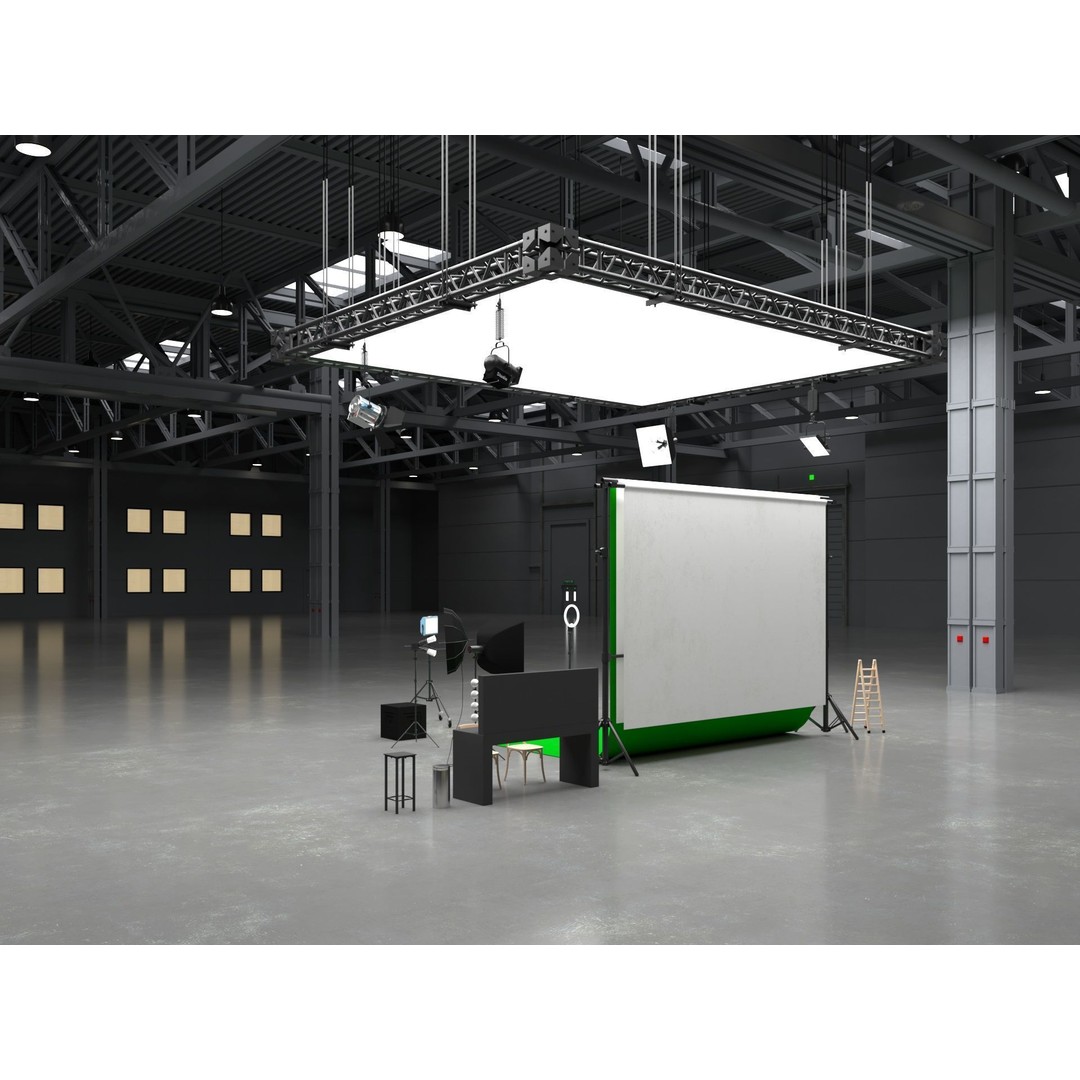 Warehouse Photo Studio 3D Model – Industrial Interior Scene, Blender, FBX - View 8