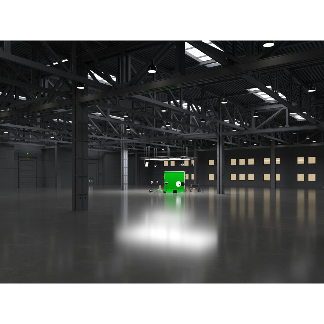 Warehouse Photo Studio 3D Model – Industrial Interior Scene, Blender, FBX - View 9