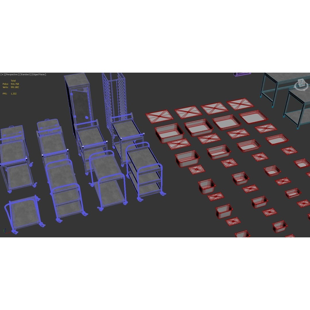 Industrial Kitchen Collection 3D Model – Low Poly Game Asset, FBX, OBJ