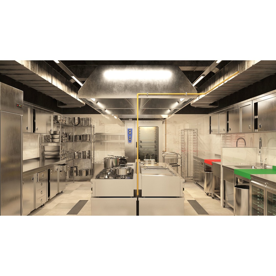Industrial Kitchen Collection 3D Model – Low Poly Game Asset, FBX, OBJ - View 3