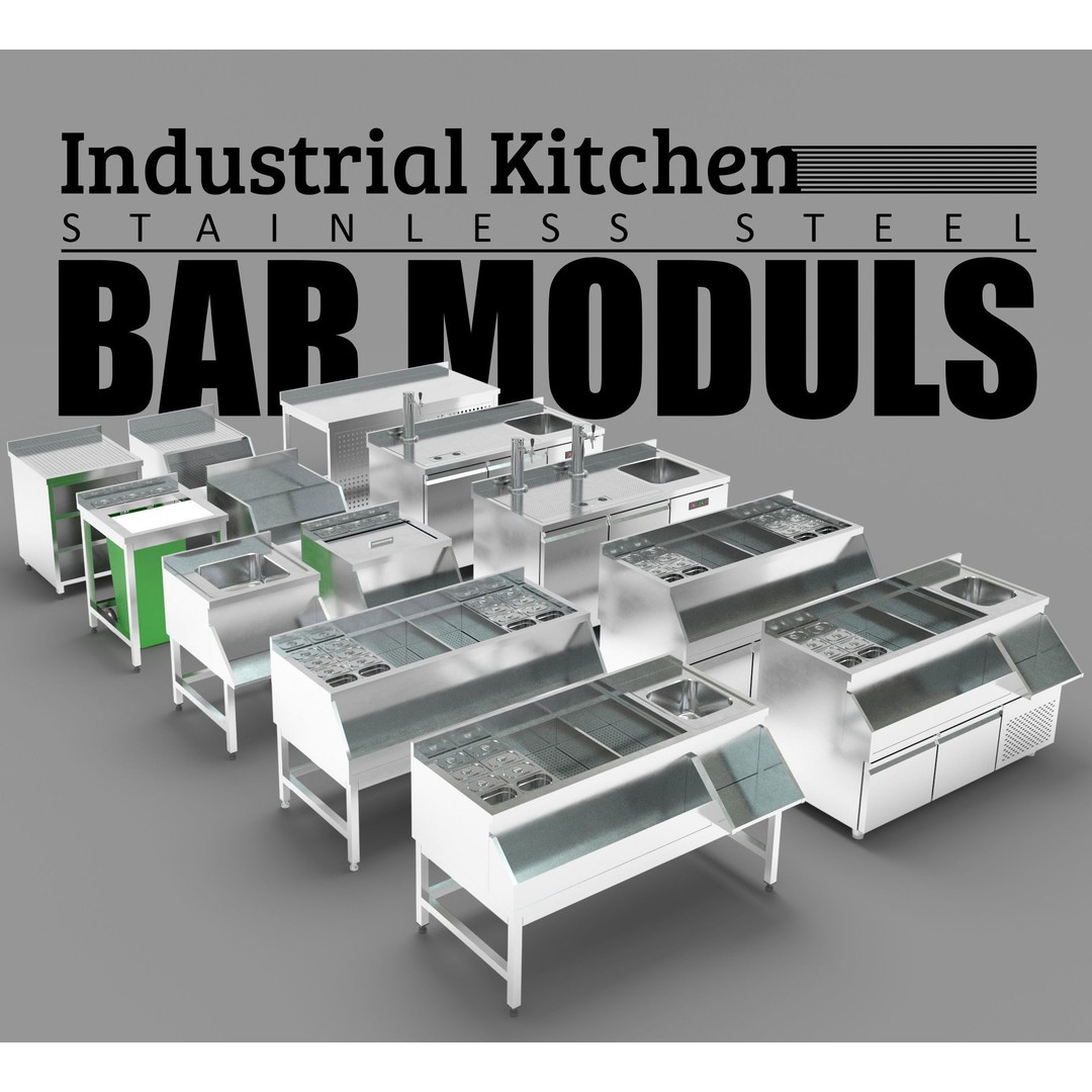 Industrial Kitchen Collection 3D Model – Low Poly Game Asset, FBX, OBJ - View 6
