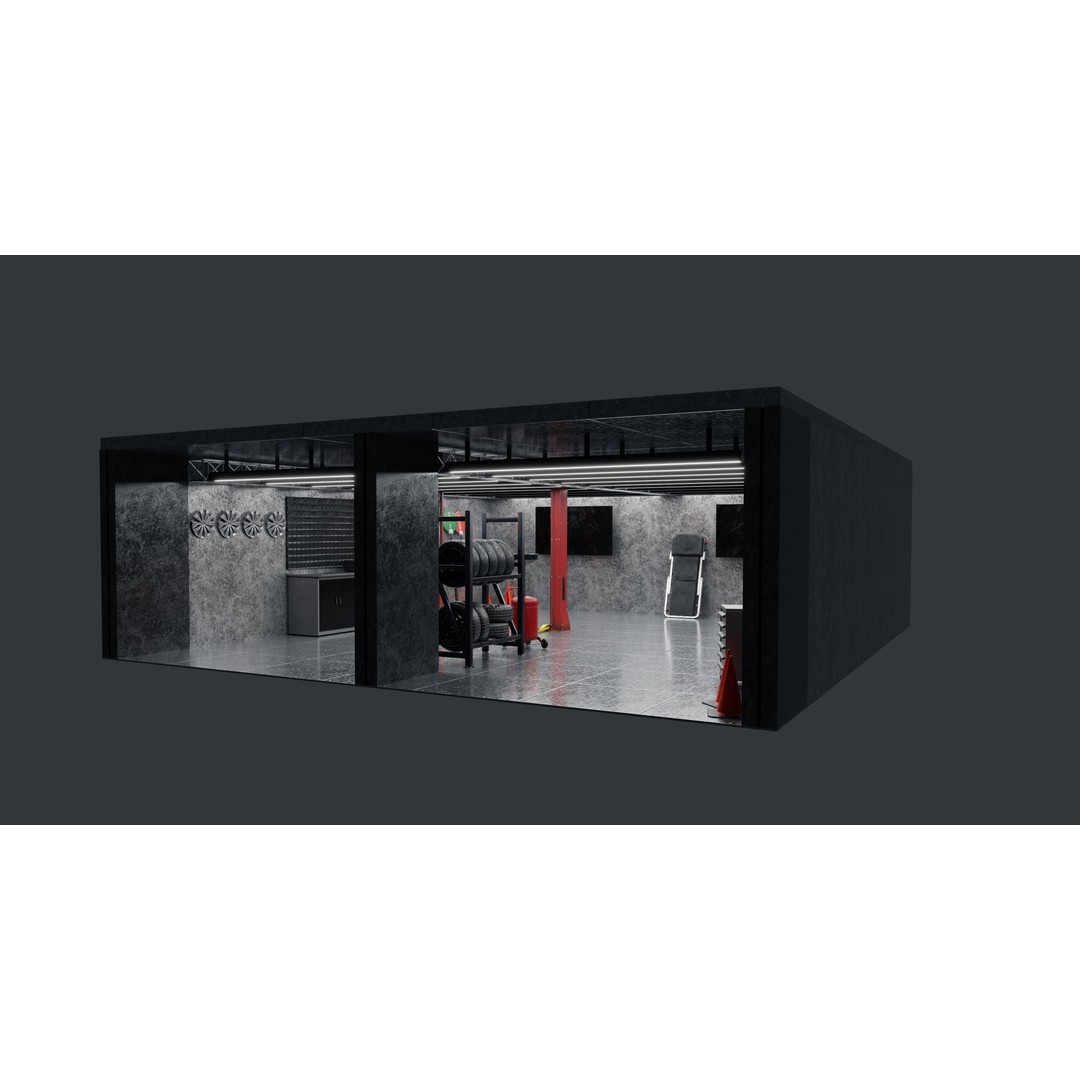 Pitlane Garage 3D Model – Low Poly Game Ready Asset, FBX - View 11