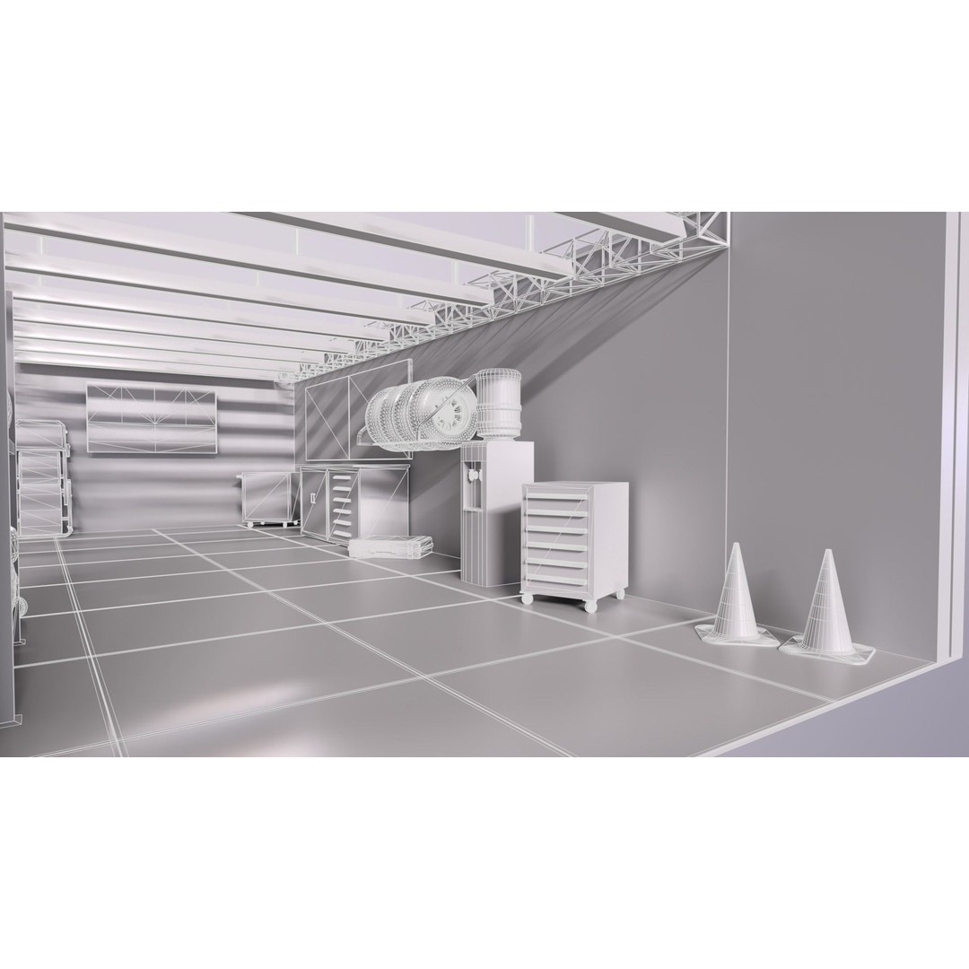 Pitlane Garage 3D Model – Low Poly Game Ready Asset, FBX - View 14