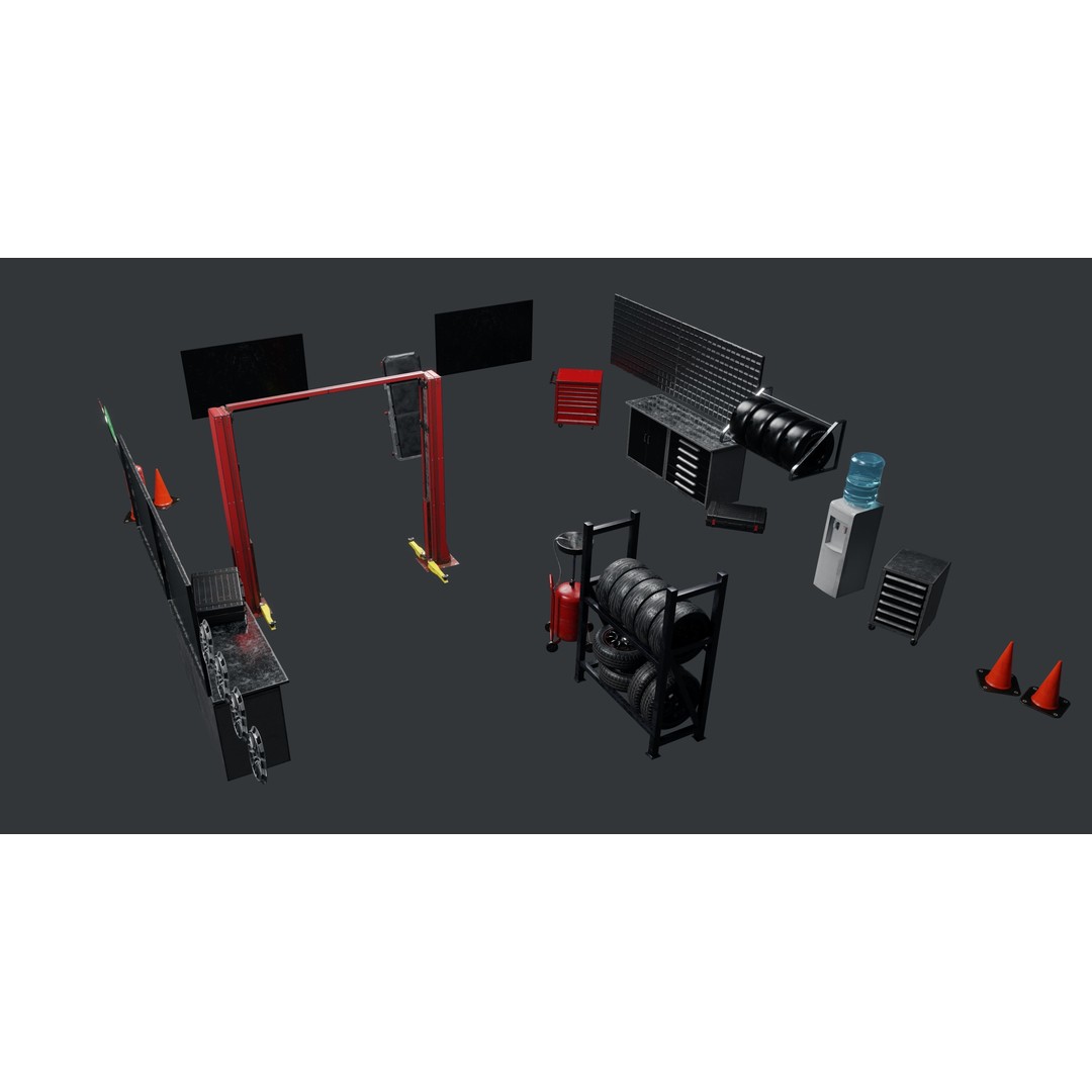 Pitlane Garage 3D Model – Low Poly Game Ready Asset, FBX - View 16