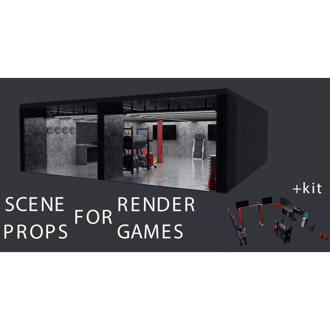 Pitlane Garage 3D Model – Low Poly Game Ready Asset, FBX - View 2