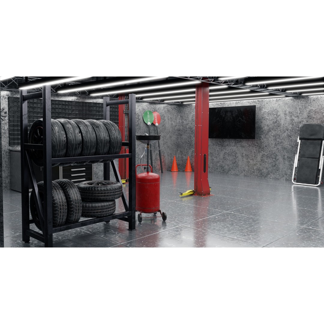 Pitlane Garage 3D Model – Low Poly Game Ready Asset, FBX - View 5