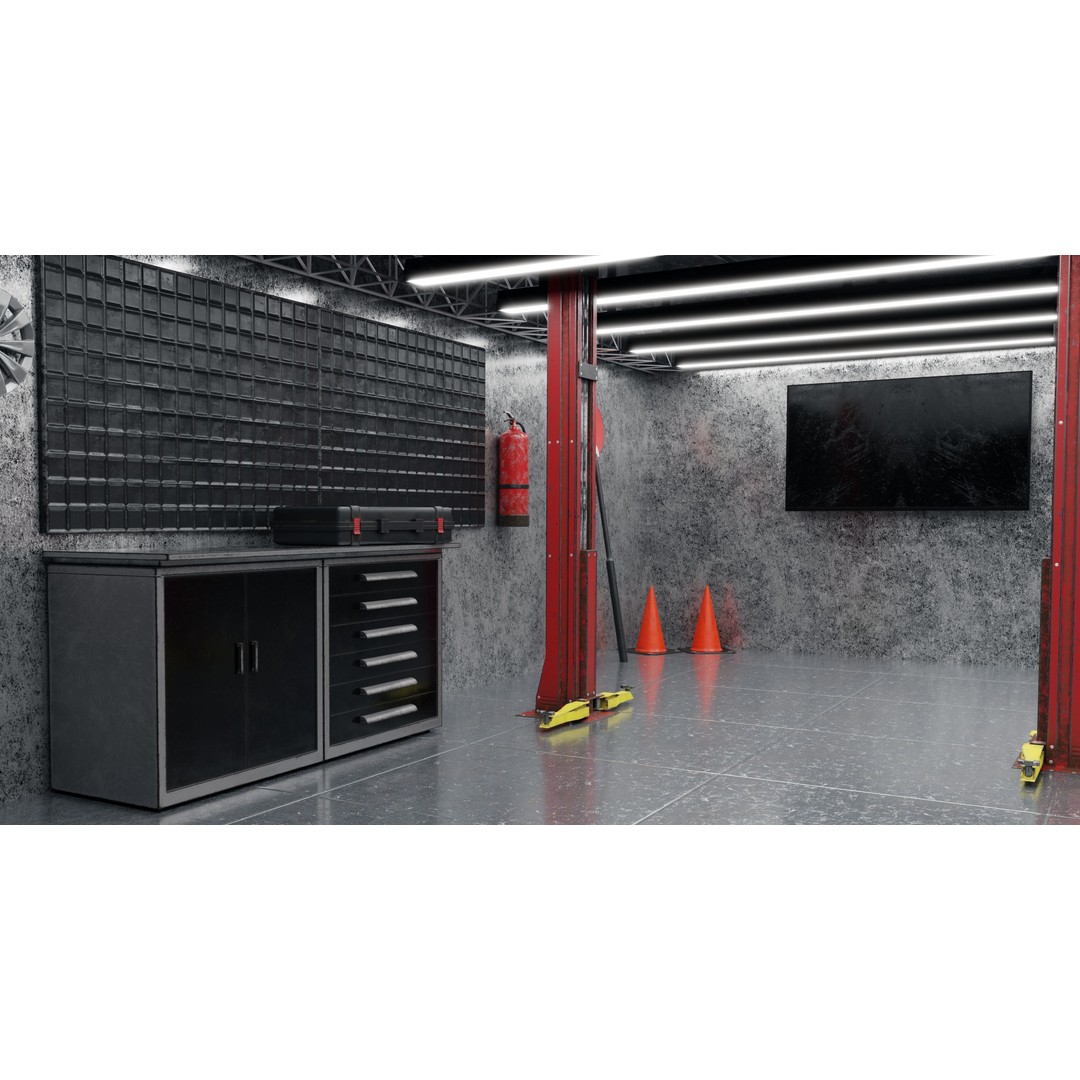Pitlane Garage 3D Model – Low Poly Game Ready Asset, FBX - View 6