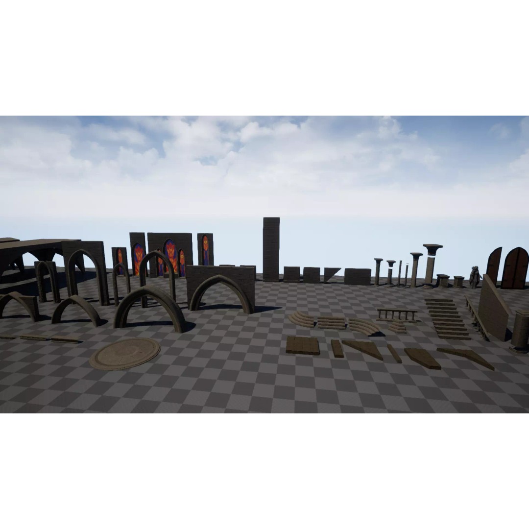 Modular Monastery 3D Model – Low Poly Game Asset, FBX & Unreal Ready - View 26