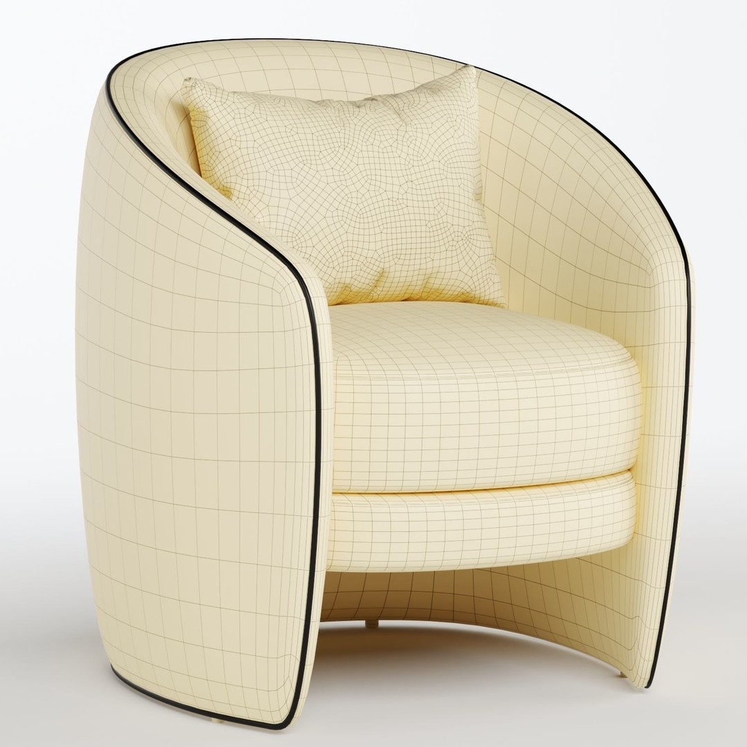Fenna Armchair 3D Model – Modern Fabric Chair, FBX & OBJ Formats