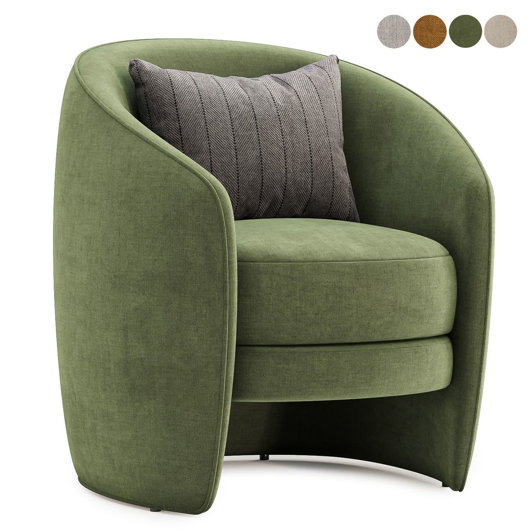 Fenna Armchair 3D Model – Modern Fabric Chair, FBX & OBJ Formats - View 3