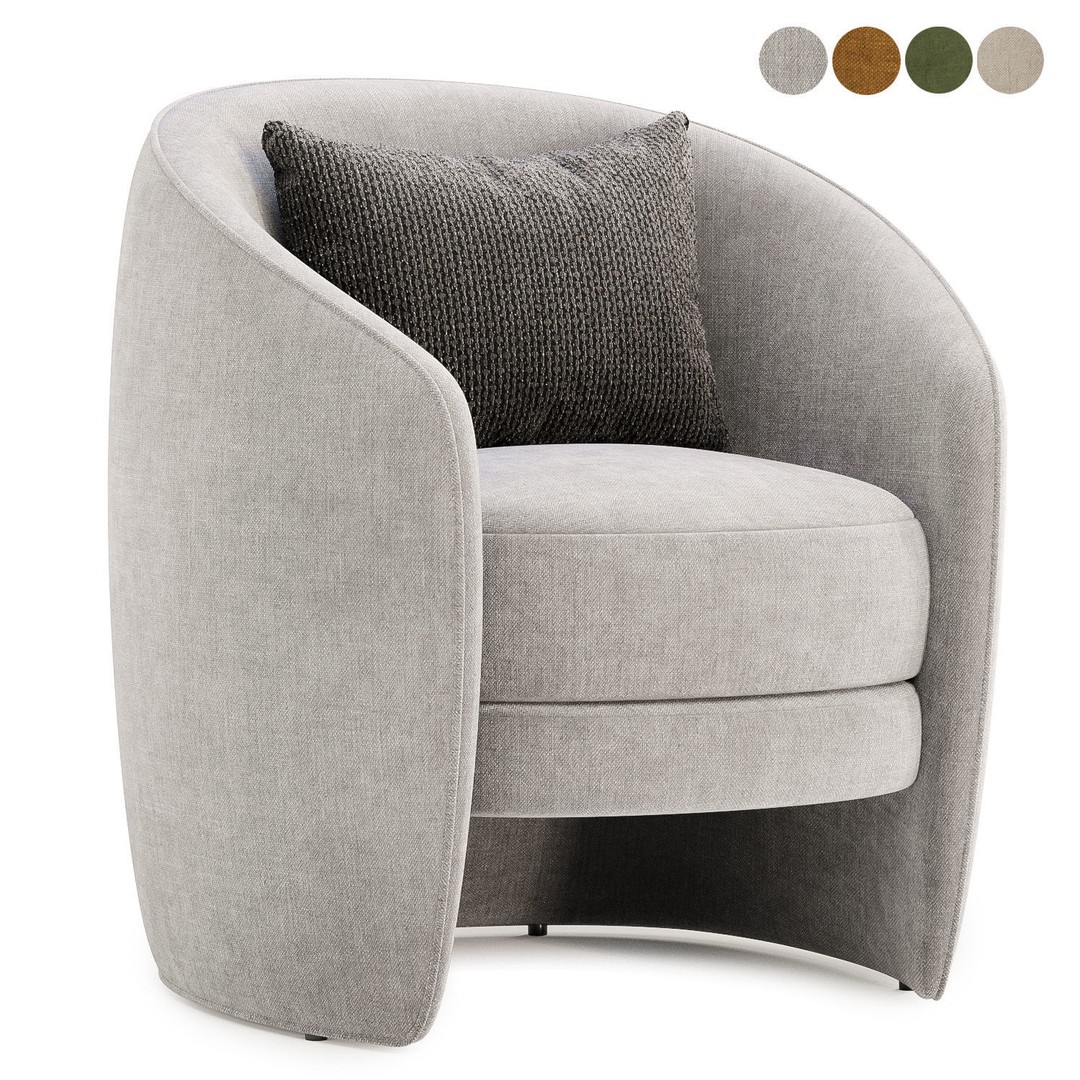 Fenna Armchair 3D Model – Modern Fabric Chair, FBX & OBJ Formats - View 5