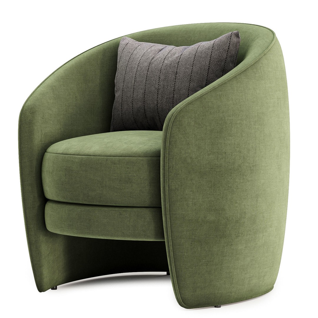 Fenna Armchair 3D Model – Modern Fabric Chair, FBX & OBJ Formats - View 6