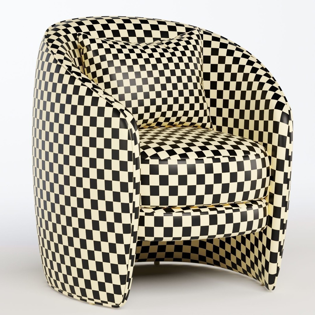 Fenna Armchair 3D Model – Modern Fabric Chair, FBX & OBJ Formats - View 7