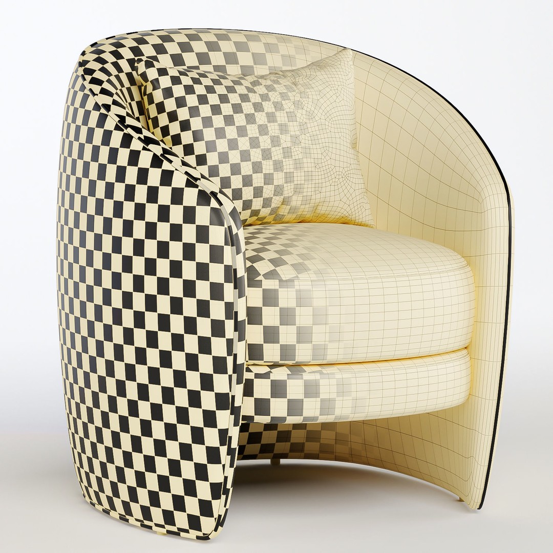 Fenna Armchair 3D Model – Modern Fabric Chair, FBX & OBJ Formats - View 8
