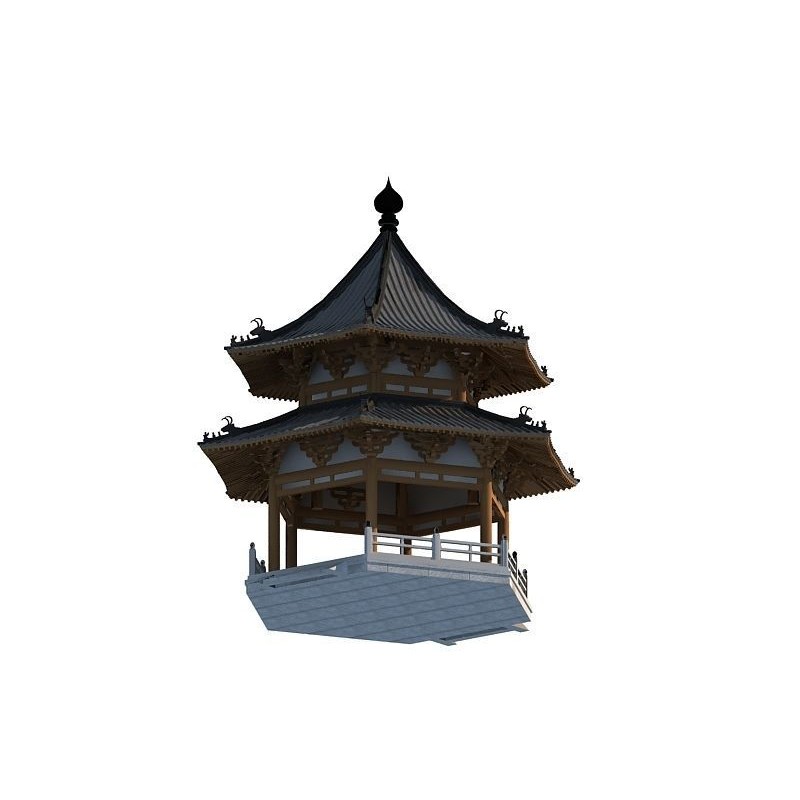 Chinese Ancient Buildings 3D Model – Courtyard Style, Game Ready - View 15
