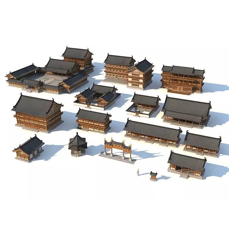 Chinese Ancient Buildings 3D Model – Courtyard Style, Game Ready - View 2
