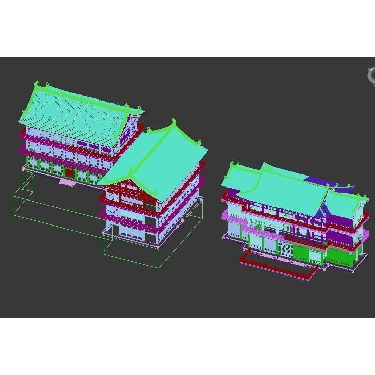 Chinese Ancient Buildings 3D Model – Courtyard Style, Game Ready - View 20