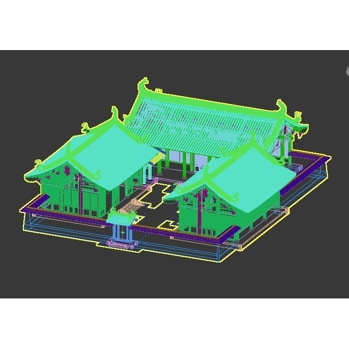 Chinese Ancient Buildings 3D Model – Courtyard Style, Game Ready - View 21