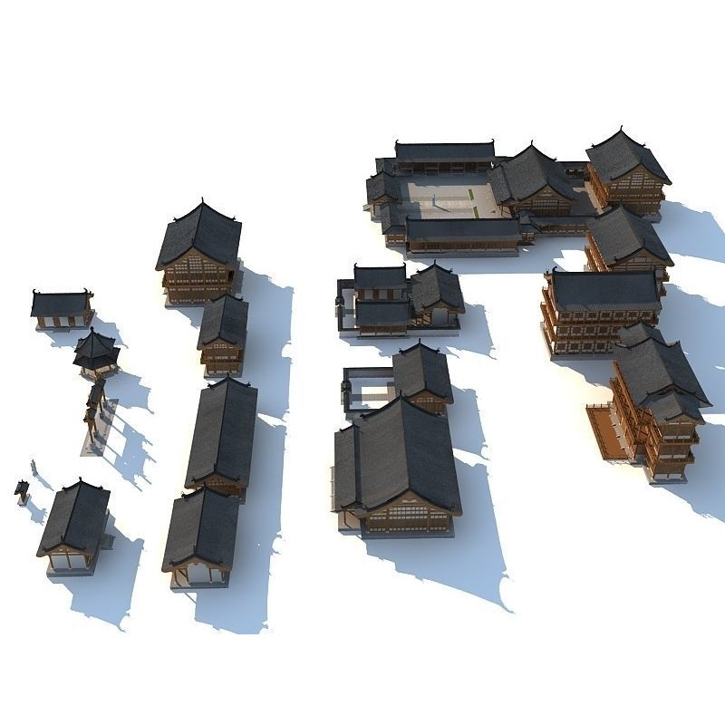 Chinese Ancient Buildings 3D Model – Courtyard Style, Game Ready - View 3