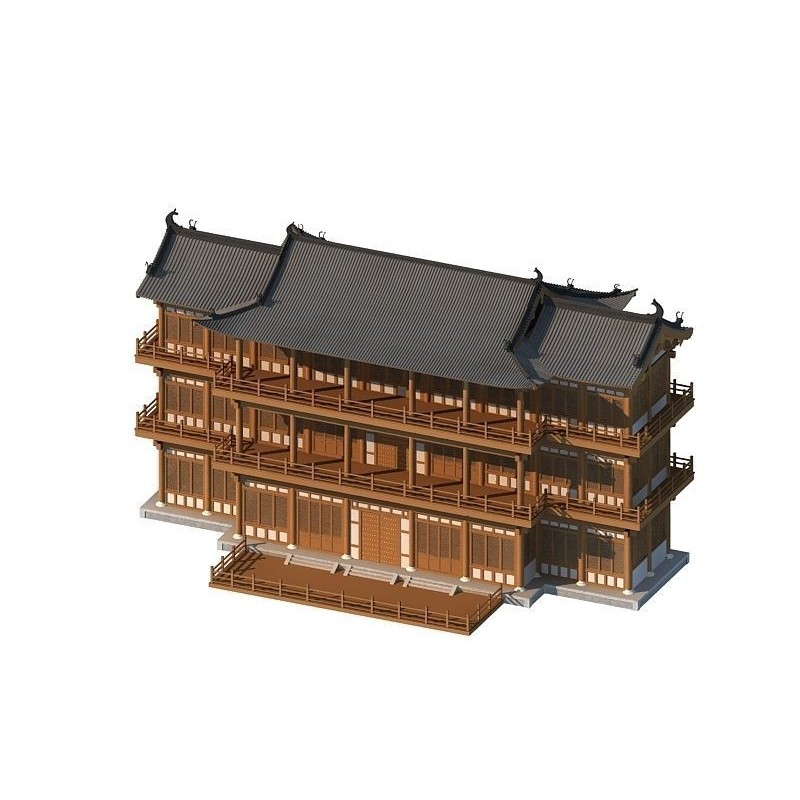 Chinese Ancient Buildings 3D Model – Courtyard Style, Game Ready - View 6
