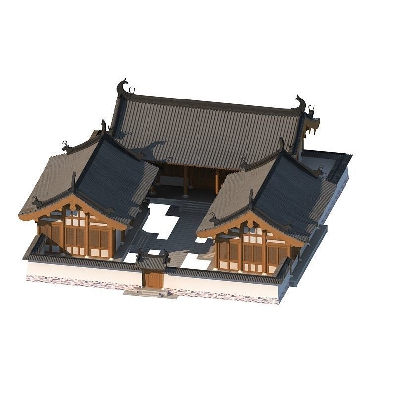Chinese Ancient Buildings 3D Model – Courtyard Style, Game Ready - View 7