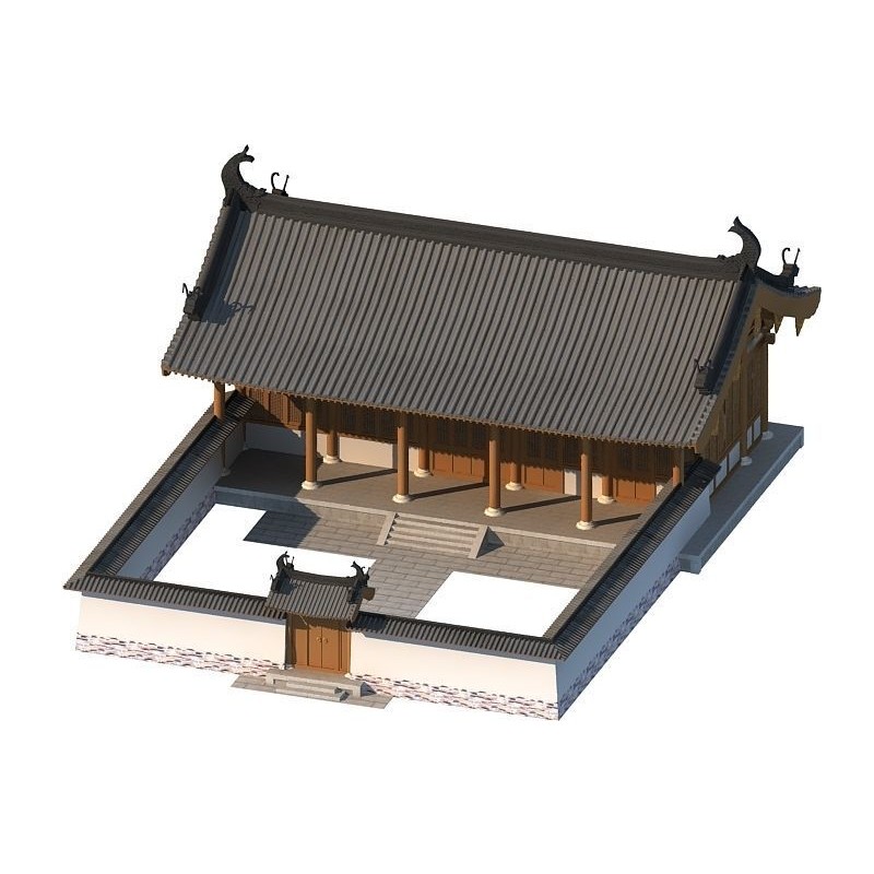 Chinese Ancient Buildings 3D Model – Courtyard Style, Game Ready - View 8