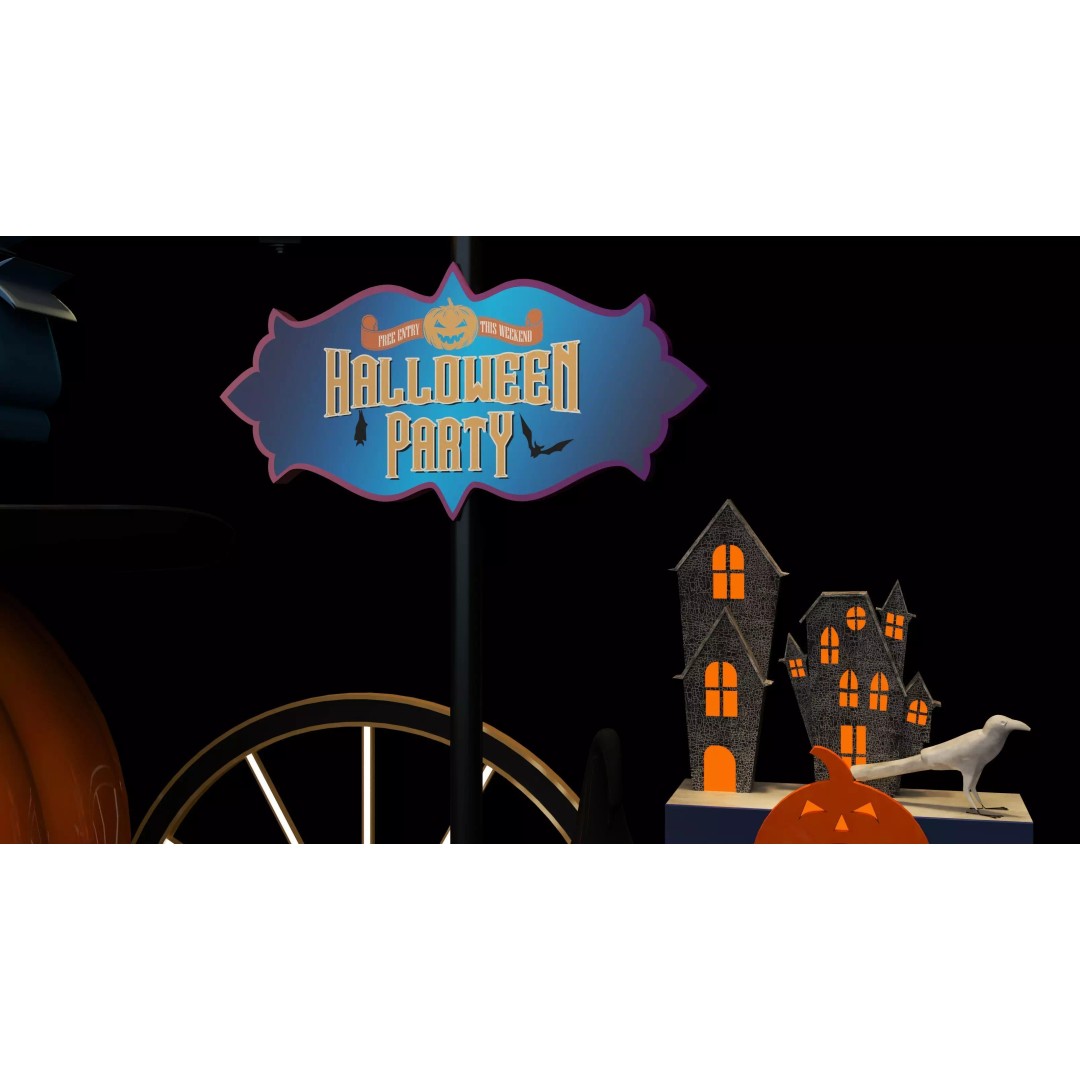 Halloween Booth 3D Model – Low Poly Design for Events, FBX, OBJ - View 10