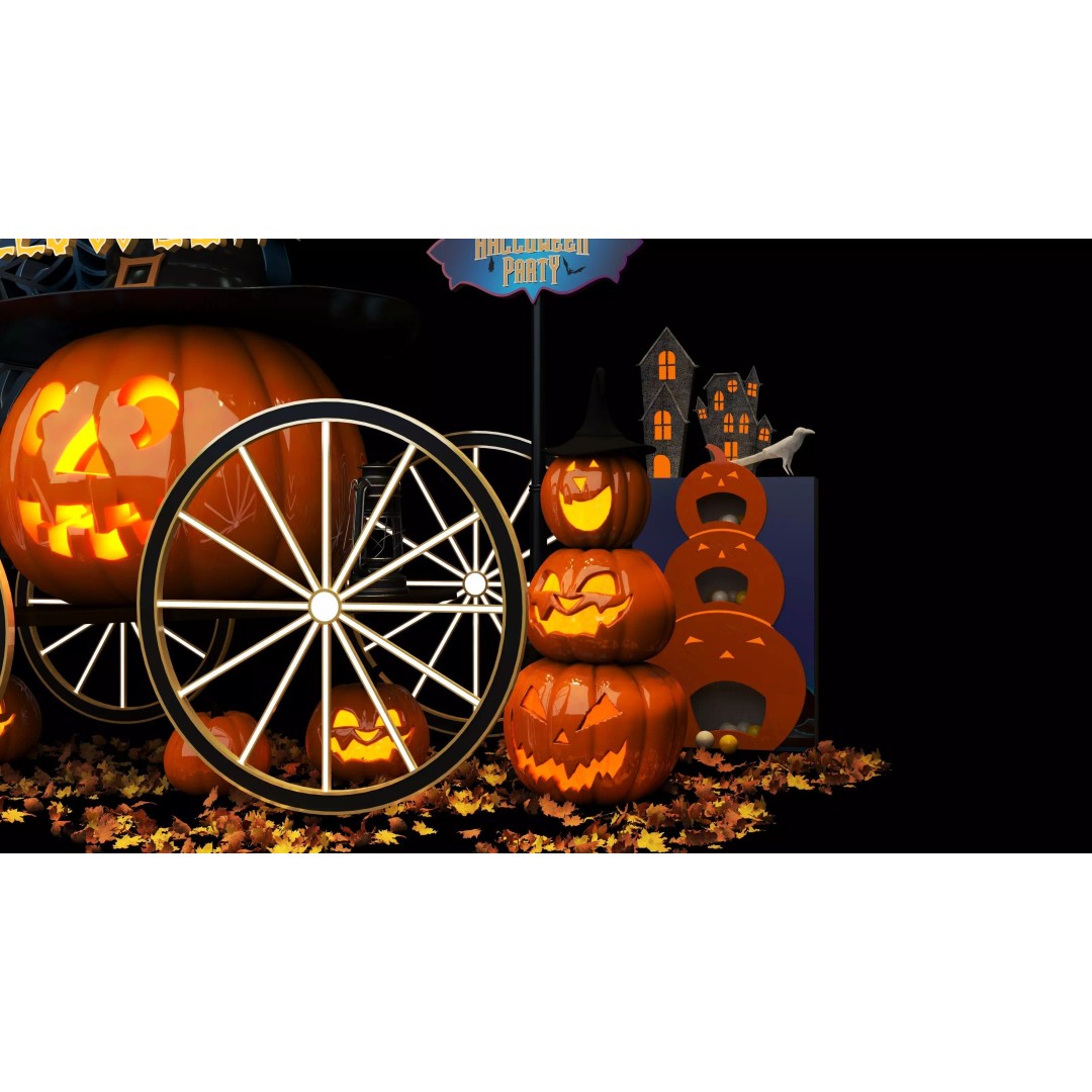 Halloween Booth 3D Model – Low Poly Design for Events, FBX, OBJ - View 11