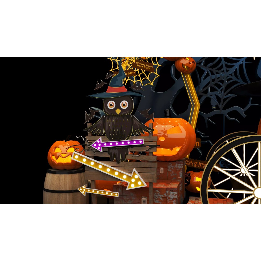 Halloween Booth 3D Model – Low Poly Design for Events, FBX, OBJ - View 12