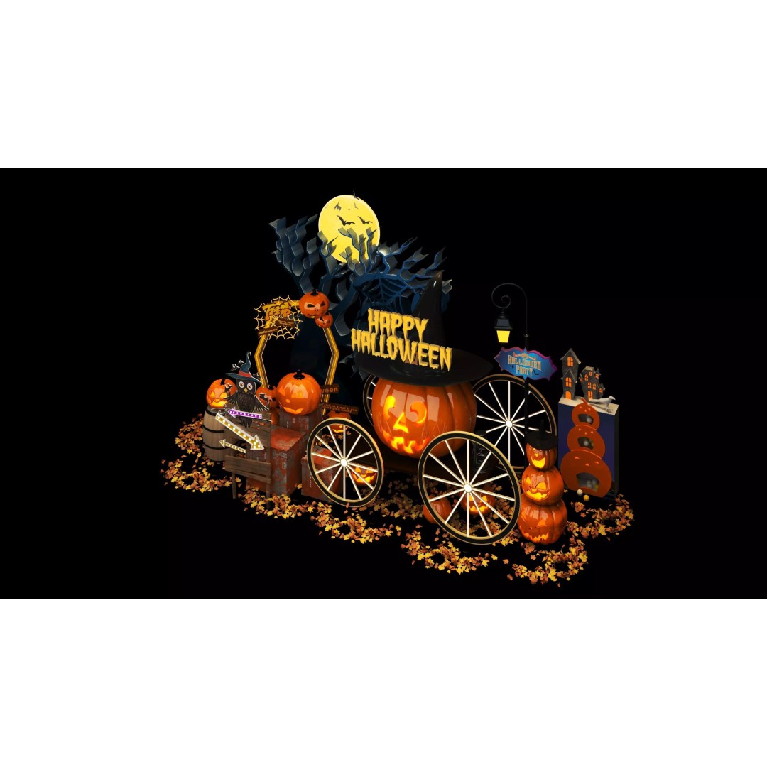 Halloween Booth 3D Model – Low Poly Design for Events, FBX, OBJ - View 13