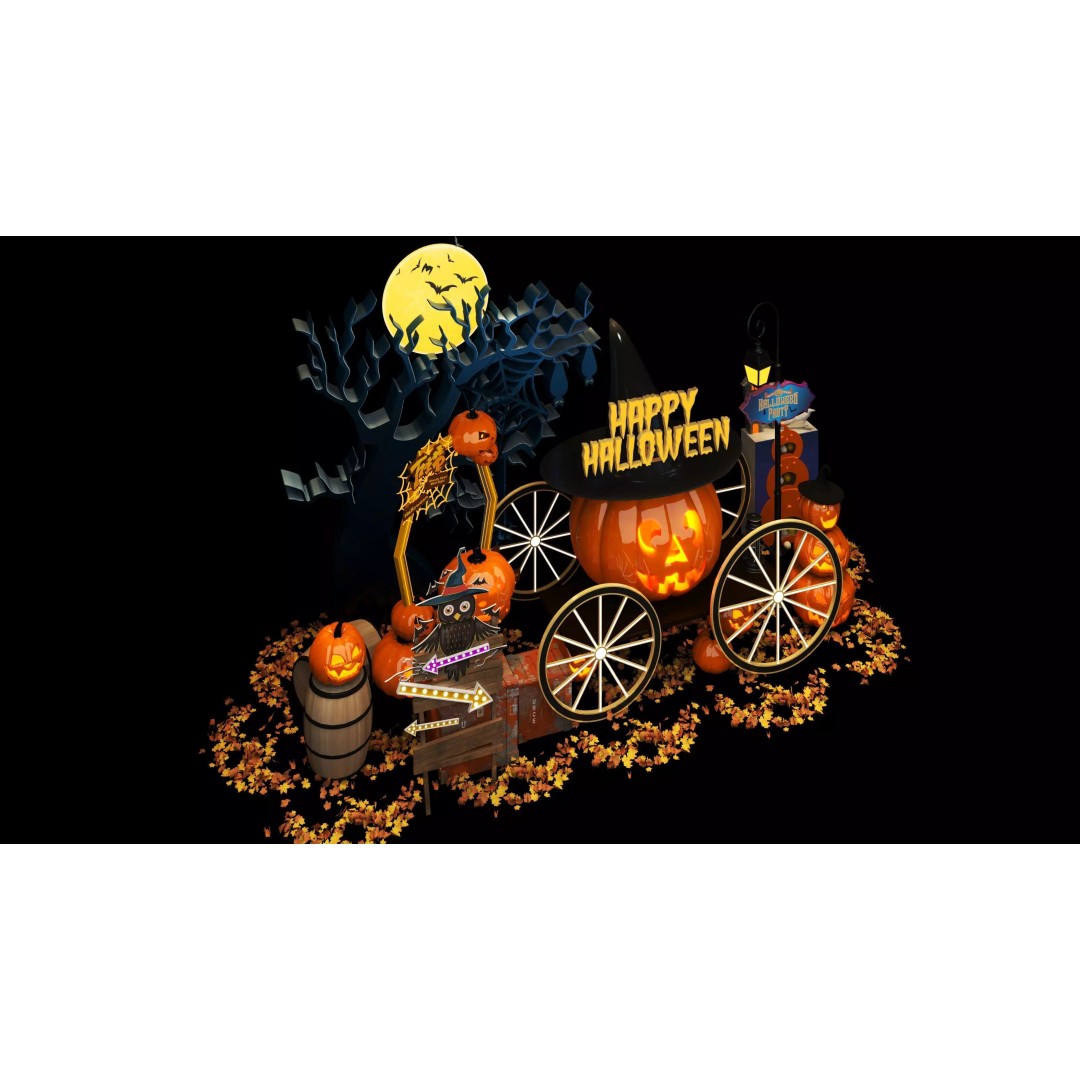 Halloween Booth 3D Model – Low Poly Design for Events, FBX, OBJ - View 14