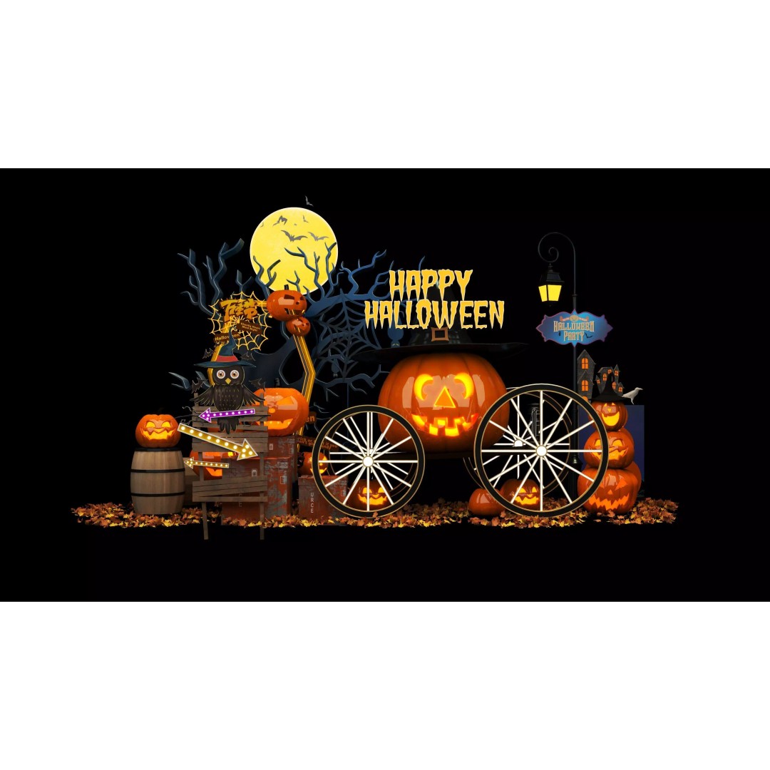 Halloween Booth 3D Model – Low Poly Design for Events, FBX, OBJ - View 2