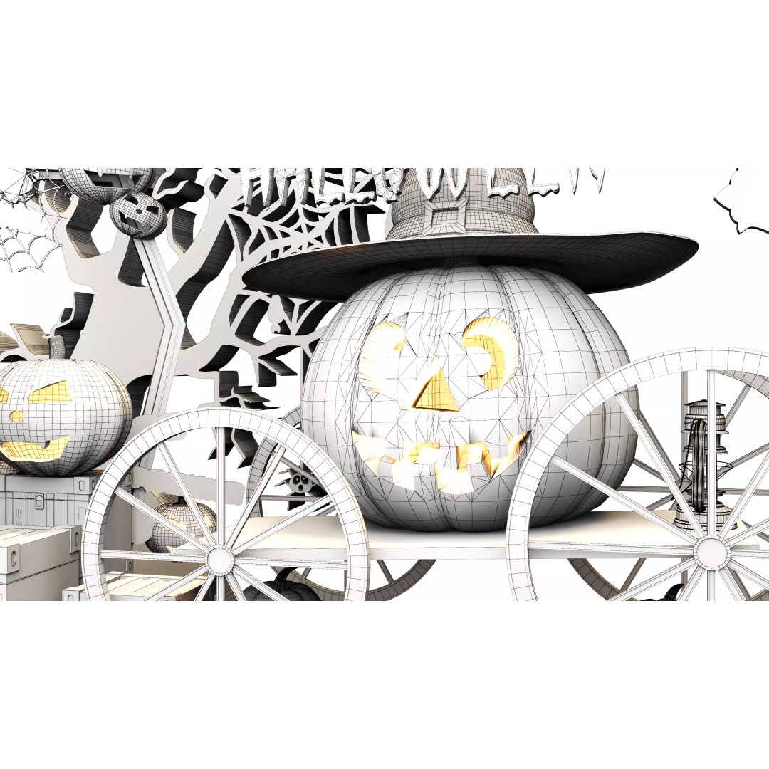 Halloween Booth 3D Model – Low Poly Design for Events, FBX, OBJ - View 21