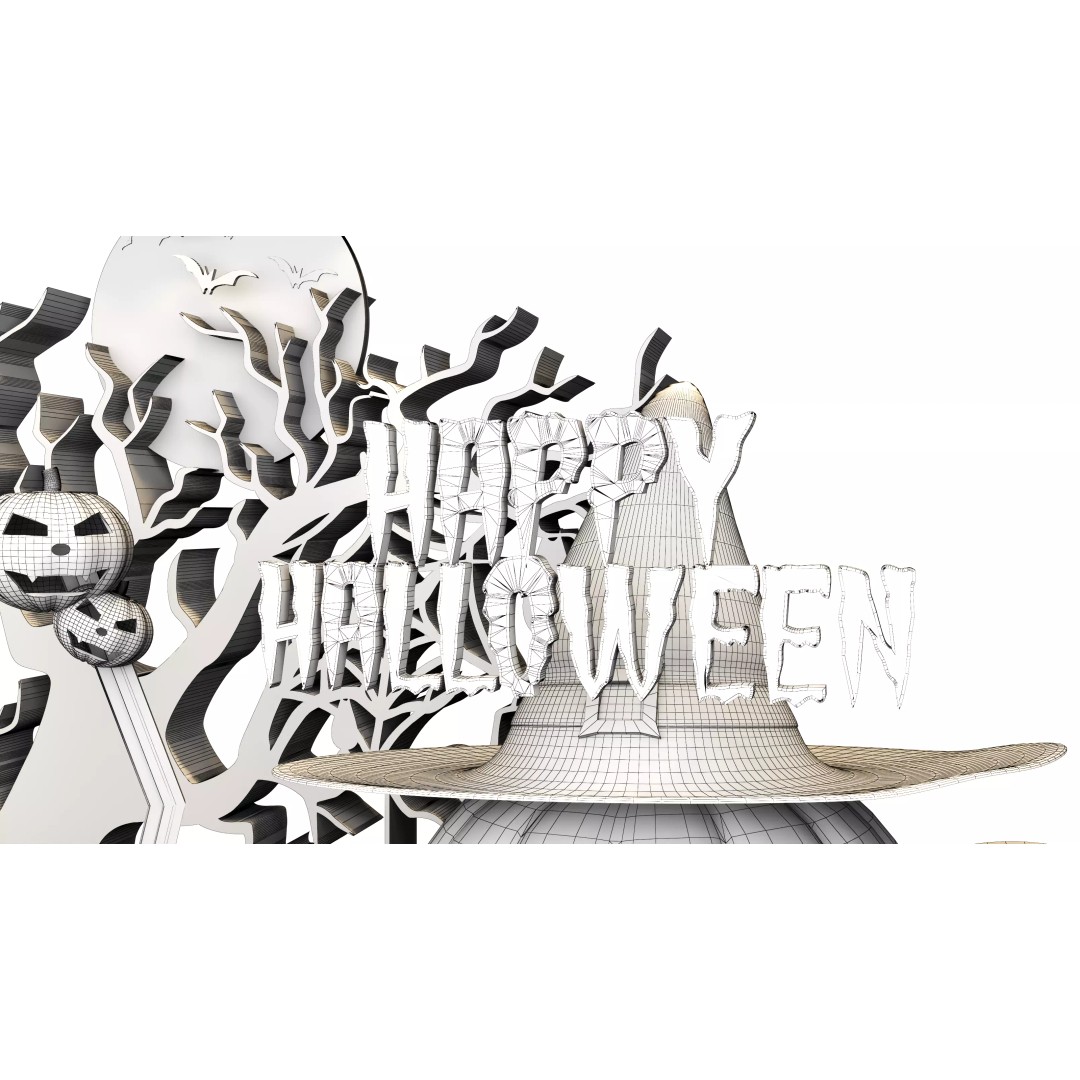 Halloween Booth 3D Model – Low Poly Design for Events, FBX, OBJ - View 22