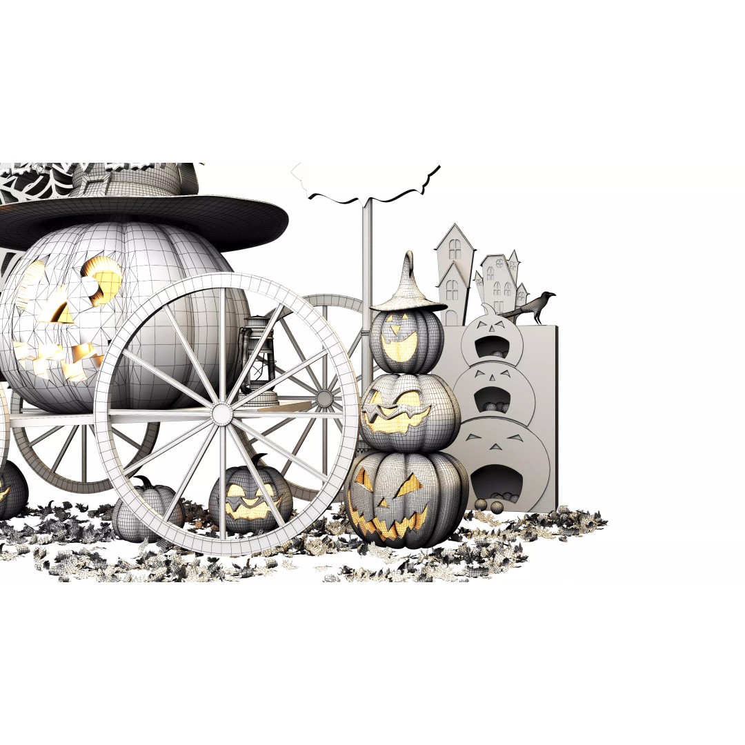 Halloween Booth 3D Model – Low Poly Design for Events, FBX, OBJ - View 24