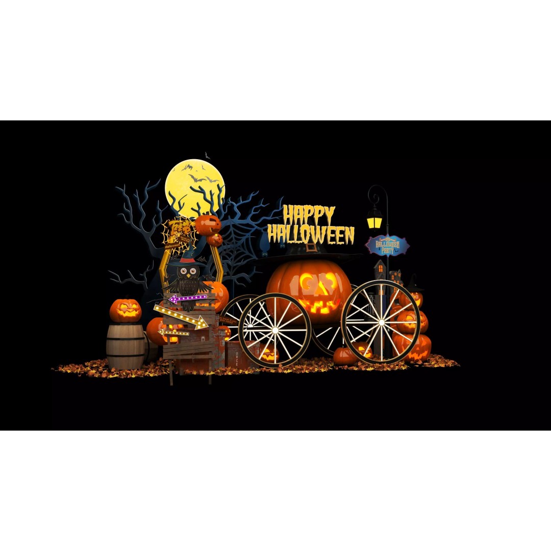 Halloween Booth 3D Model – Low Poly Design for Events, FBX, OBJ - View 3