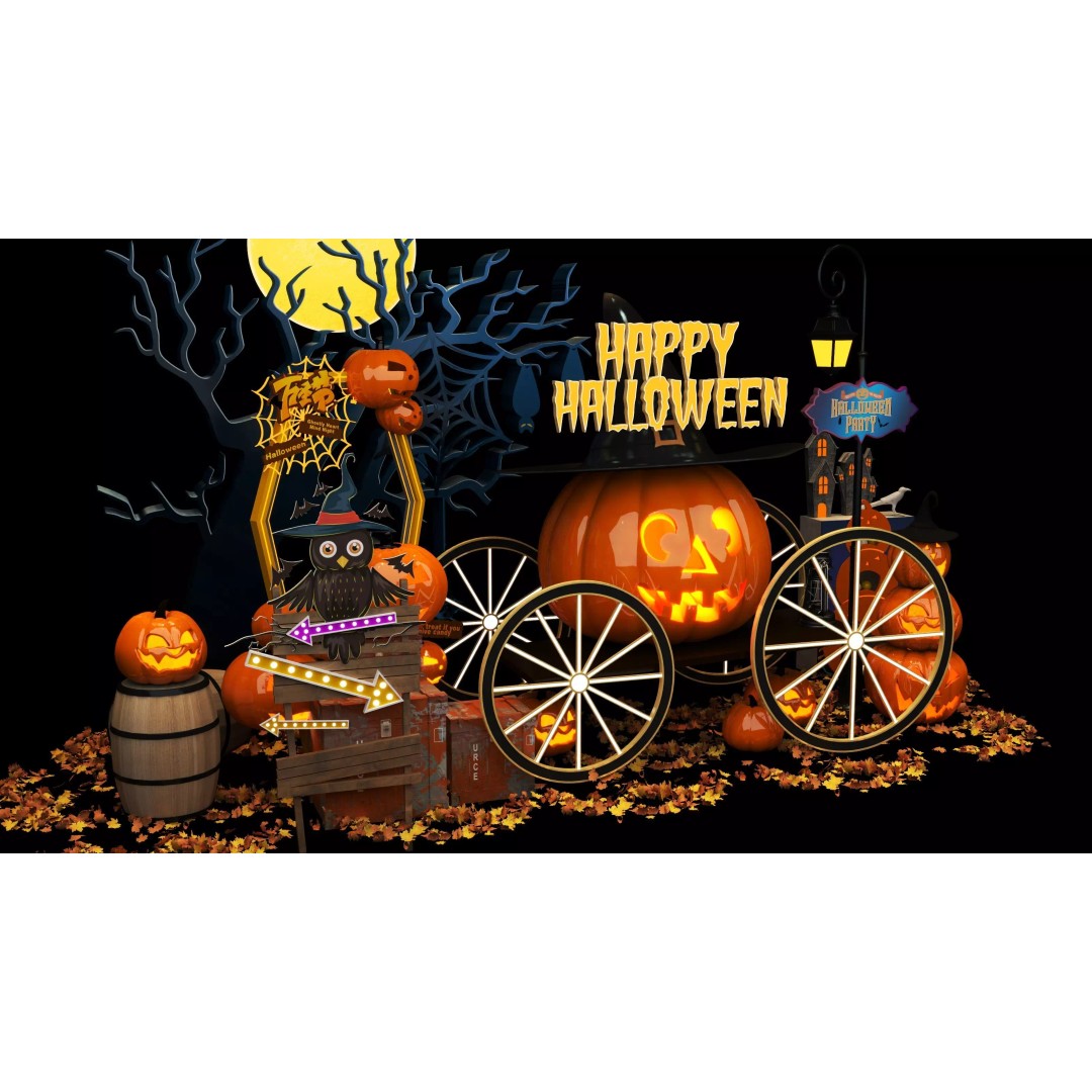 Halloween Booth 3D Model – Low Poly Design for Events, FBX, OBJ - View 5