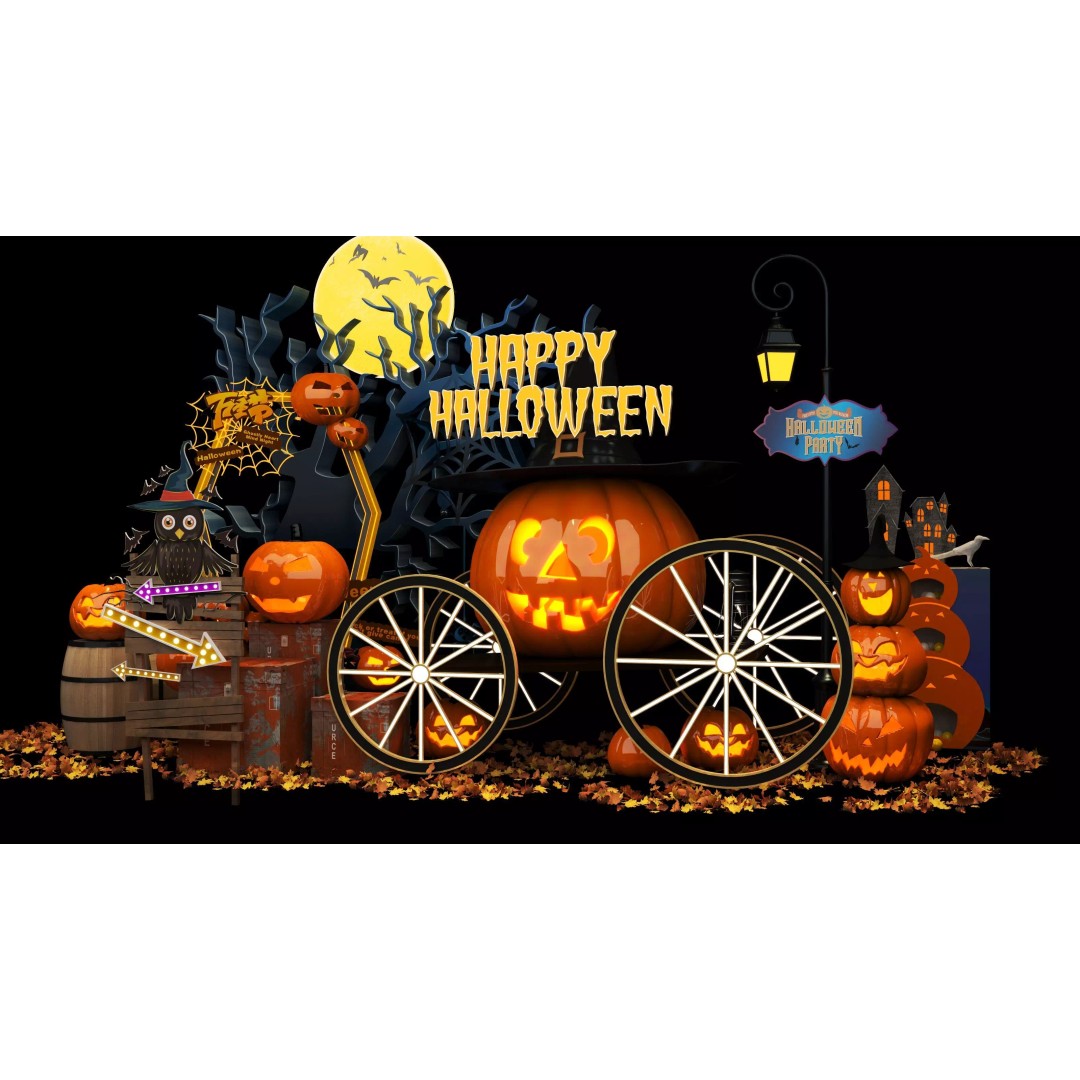 Halloween Booth 3D Model – Low Poly Design for Events, FBX, OBJ - View 6