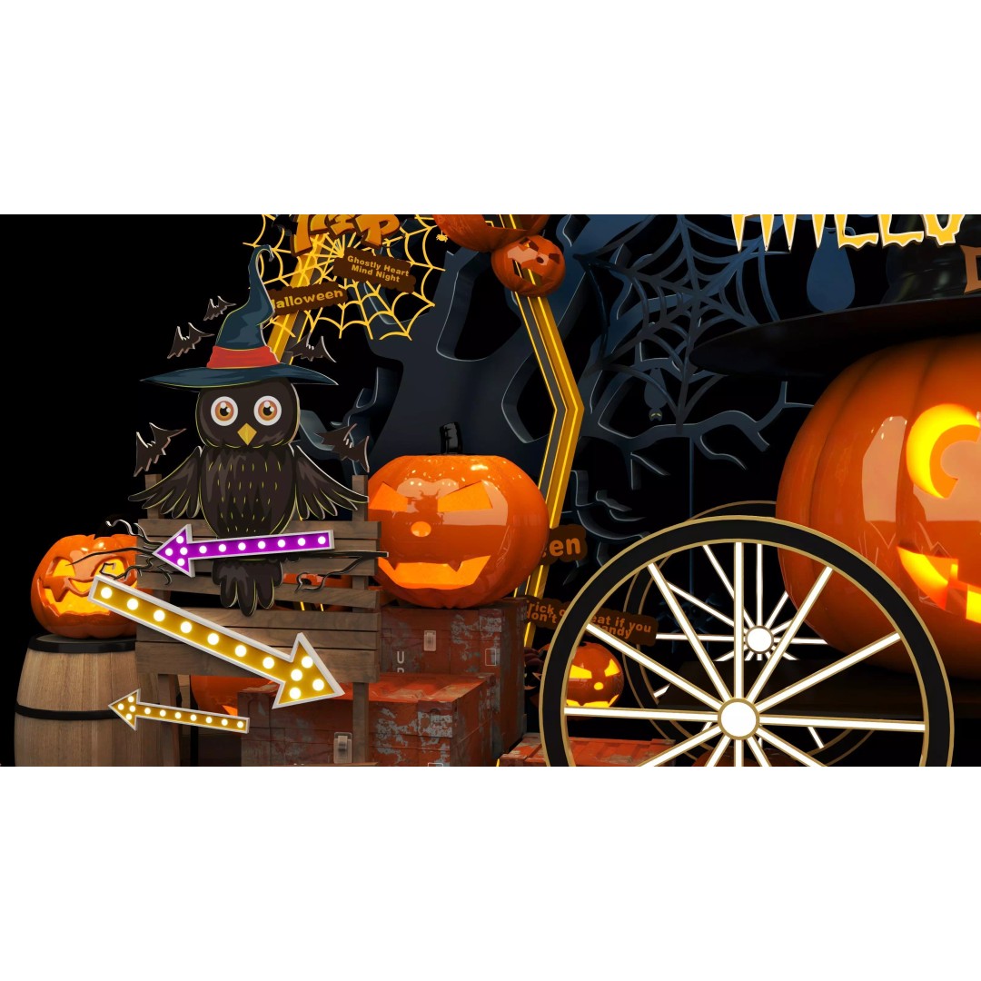 Halloween Booth 3D Model – Low Poly Design for Events, FBX, OBJ - View 7
