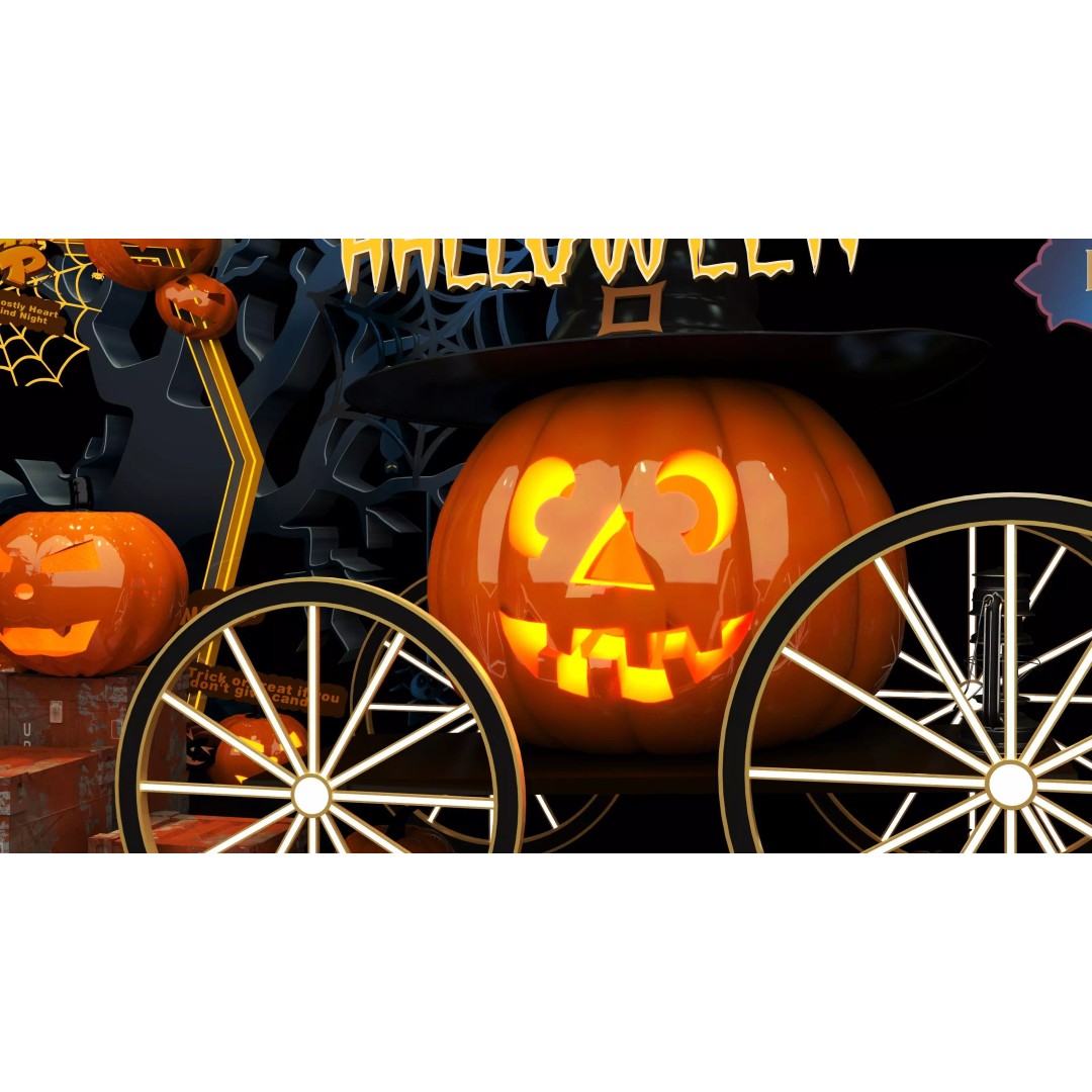 Halloween Booth 3D Model – Low Poly Design for Events, FBX, OBJ - View 8