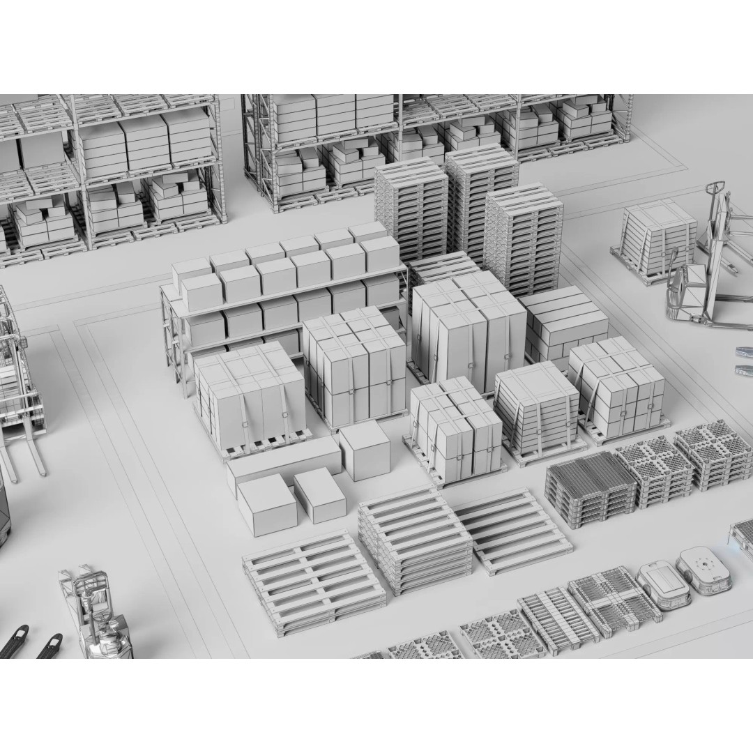 Warehouse Storage Racks 3D Model – PBR Game Ready Low-Poly Asset