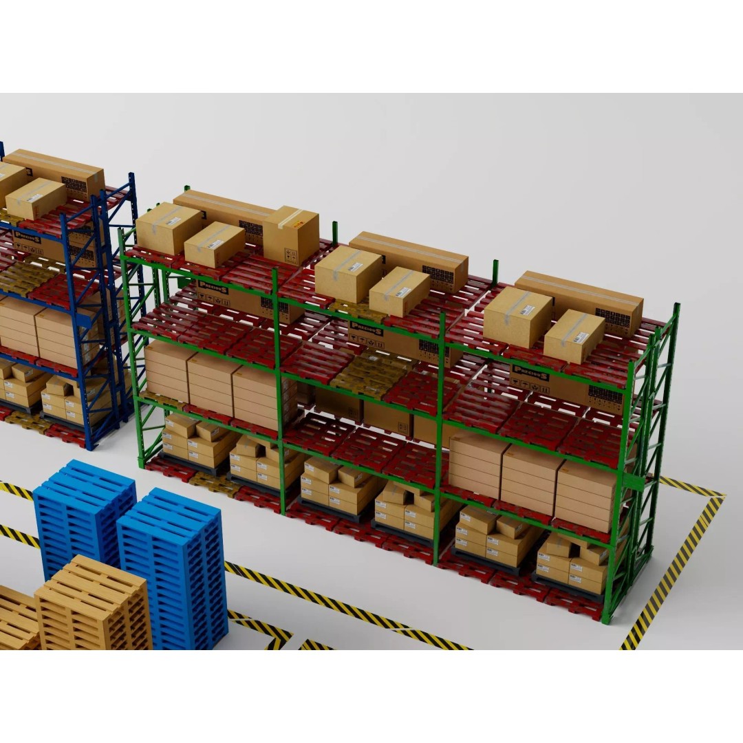 Warehouse Storage Racks 3D Model – PBR Game Ready Low-Poly Asset - View 10