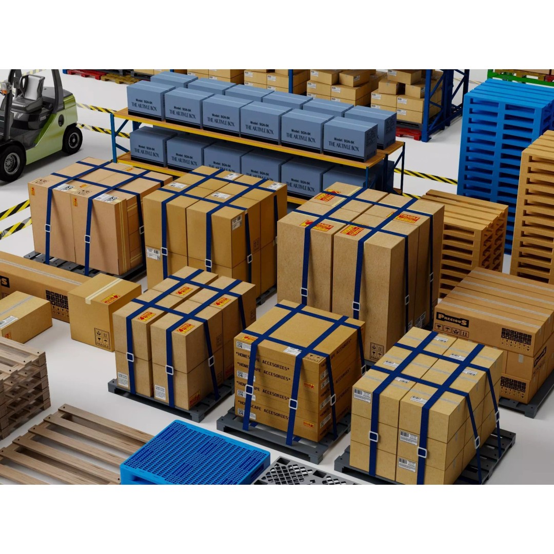 Warehouse Storage Racks 3D Model – PBR Game Ready Low-Poly Asset - View 11